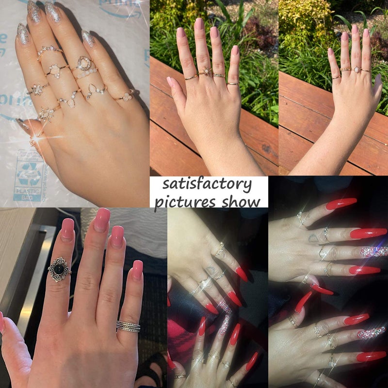 CSIYANJRY99 23 Pcs Boho Gold Star Moon Knuckle Ring Set for Women,Vintage Stackable Midi Finger Rings Set (P) - Image 4